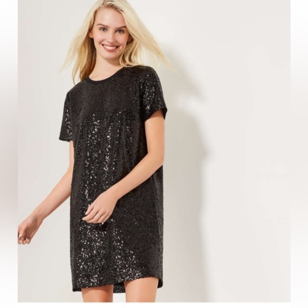 Joe fresh black sequins short sleeved t-shirt dress size XS